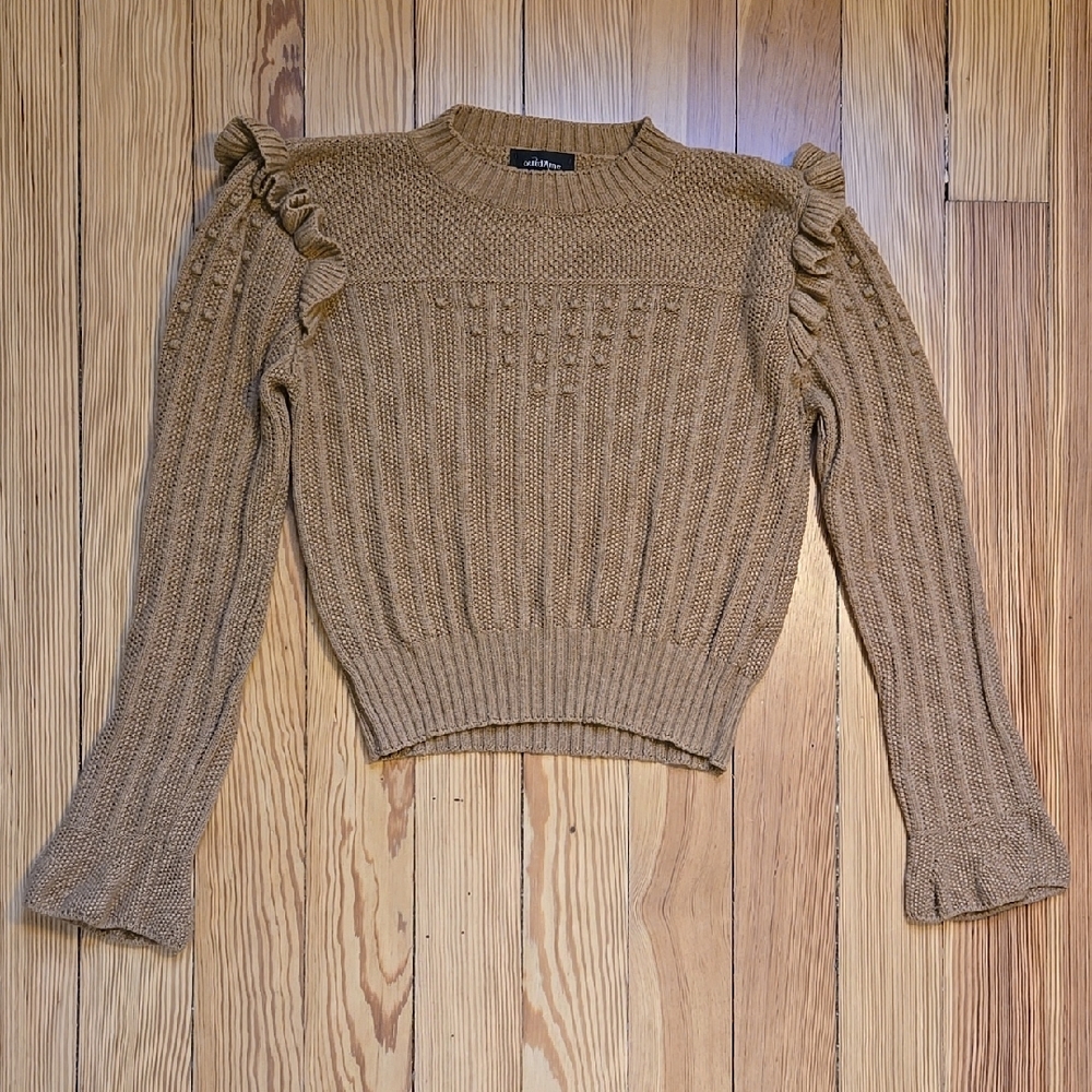 Ottod'Ame Camel Wool Cashmere Blend Ruffle Detail Bohemian Knit Sweater Size 6 - Picture 4 of 13